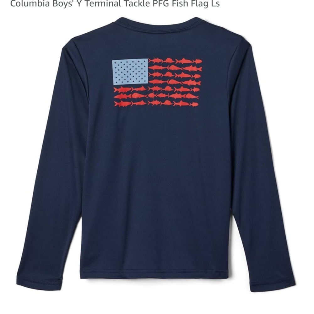 Columbia Dark Blue Long Sleeve Shirt with Red Logo